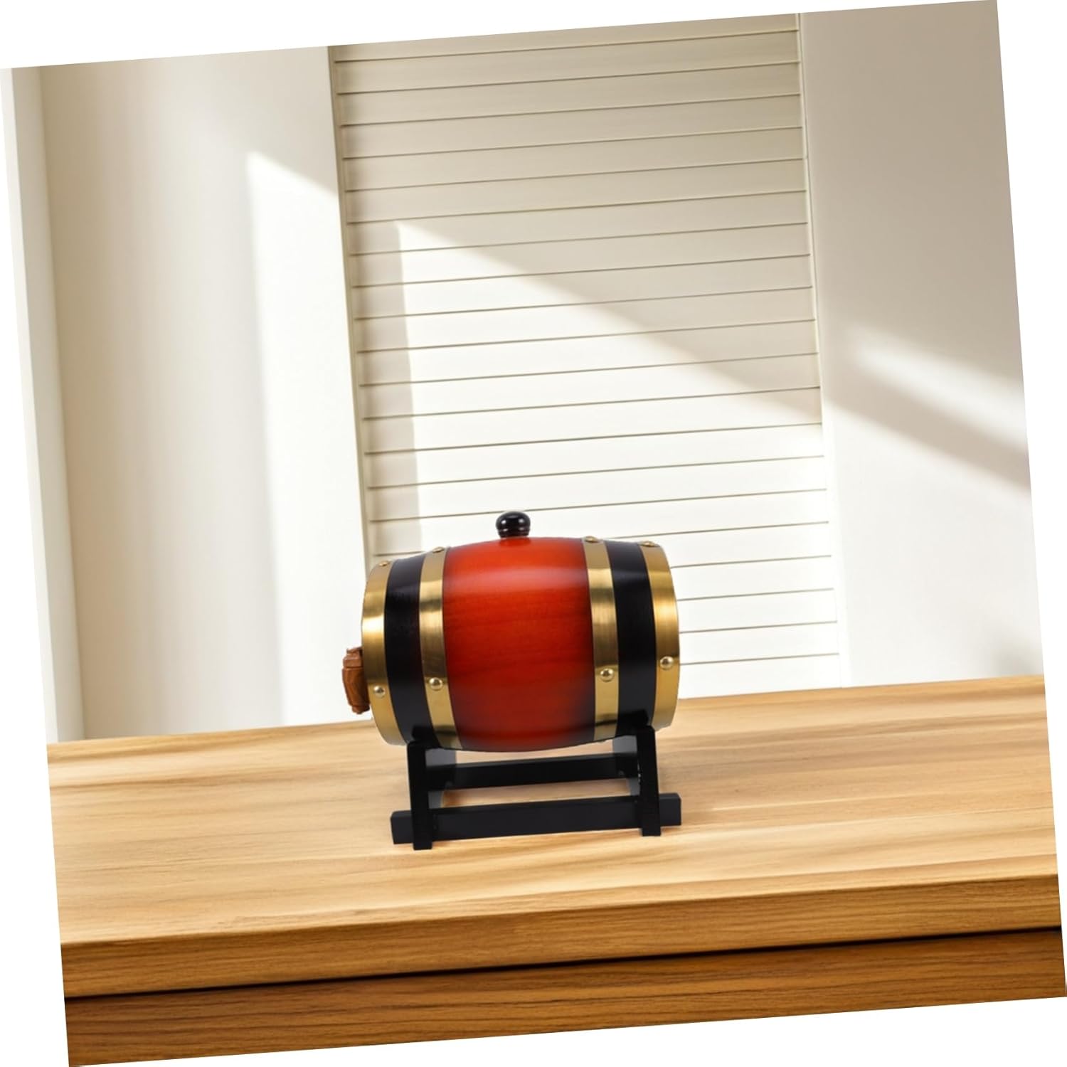 Small Wooden Barrel with Tap Wine and Whiskey Dispenser Sturdy Wood Beer Barrel for Home Bar Unique Design for Parties and Events Beverage Storage