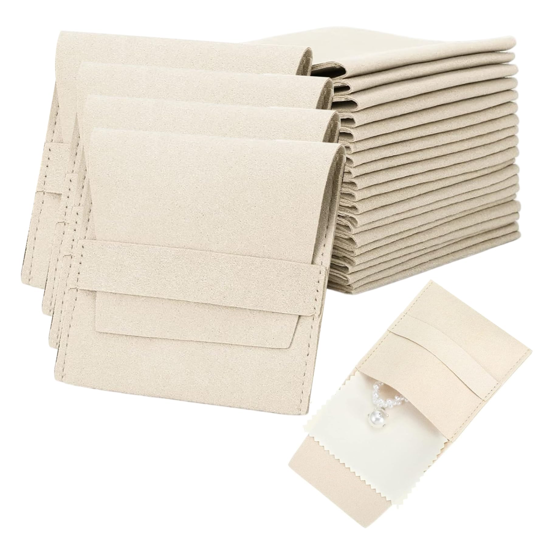 Bolsas para joyería de viaje en microfibra con solapa protectora