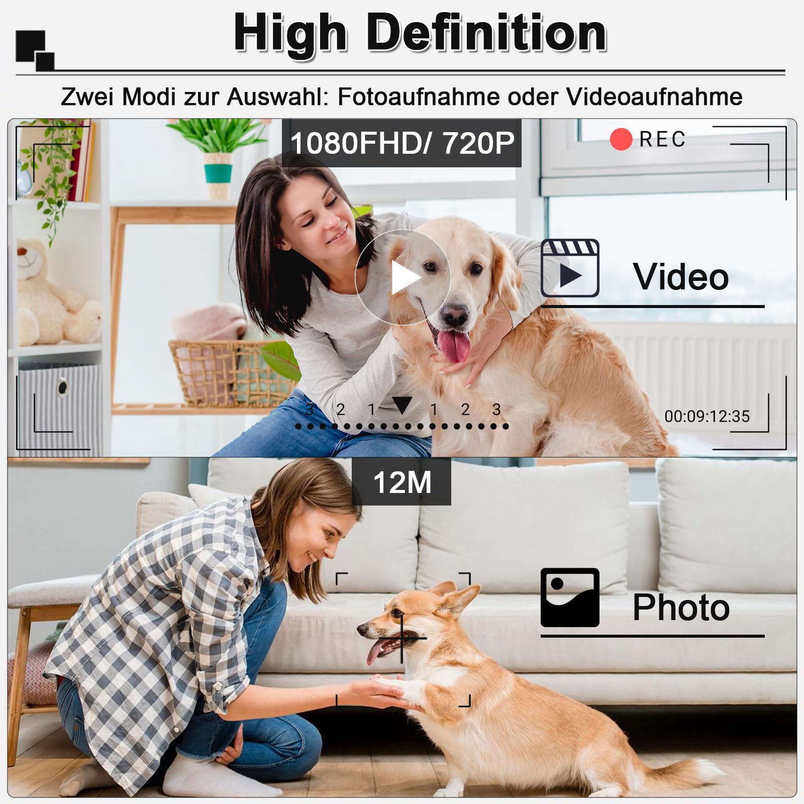 Mini-Bodycam 1080P HD, Tierkamera für Halsbänder mit kabelloser Ladestation – Daumen-Sportkamera mit Bewegungserkennung, 1,47-Zoll-Display und Magnethalterung; kleiner POV-Camcorder für Hunde & Katzen