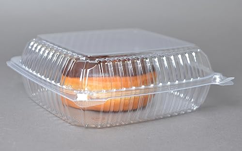 Miniatura 16 de Daxwell 8 x 8 x 3 pulgadas con bisagras de plástico (OPS) recipientes para llevar, microondas, E10005891 (caja de 200)