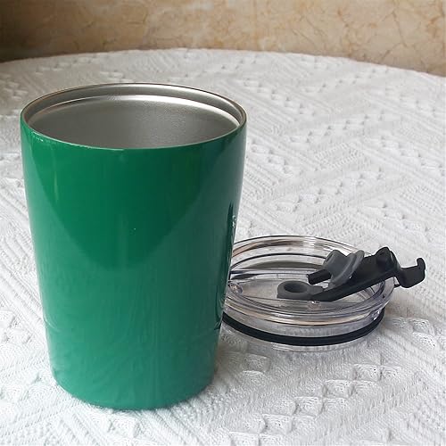 Miniatura 5 de DUOLE 2 botellas reutilizables aisladas al vacío, taza de viaje para niños y adultos, mini taza térmica verde oscuro con tapa a prueba de derrames,