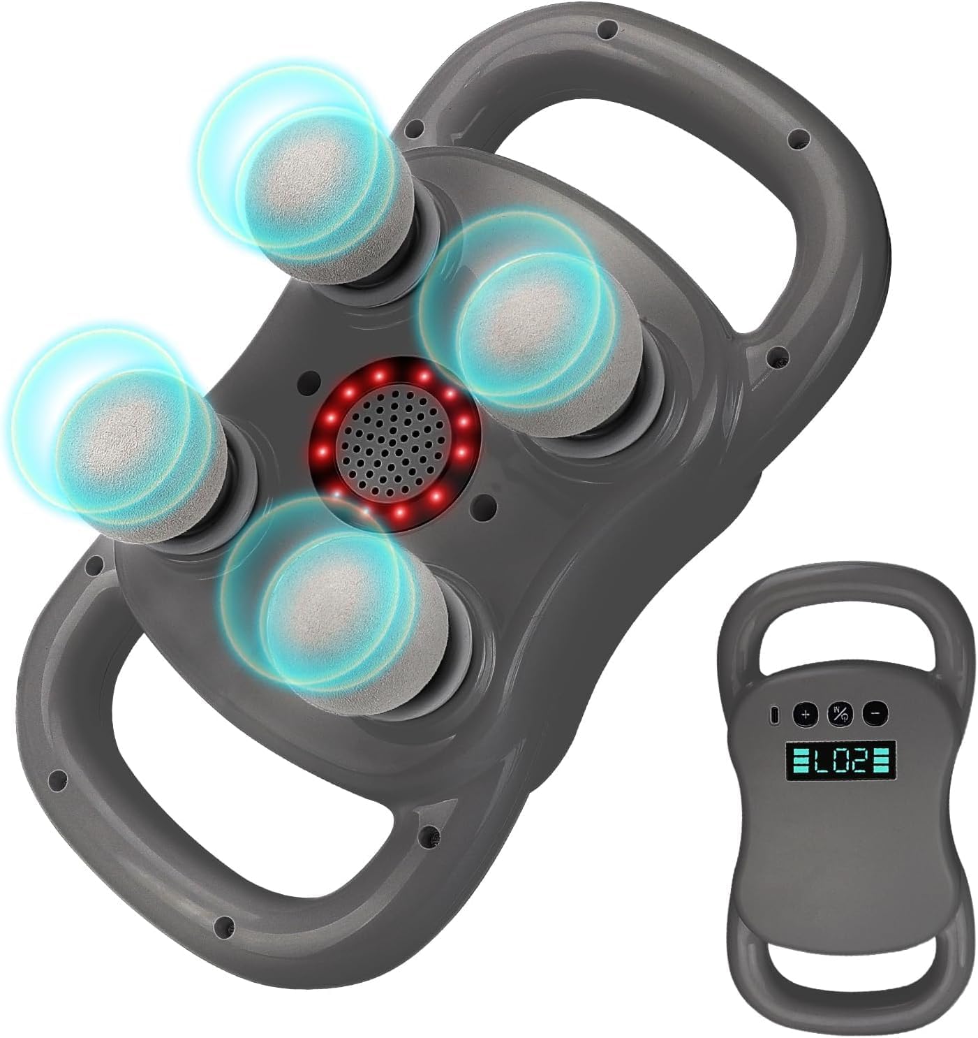 DEITY Massage Gun Deep Tissue, 4 Heads Handheld Electric Body Massager, Percussion Massager for Pain Relief, Gift for Families Friends Christmas, Grey