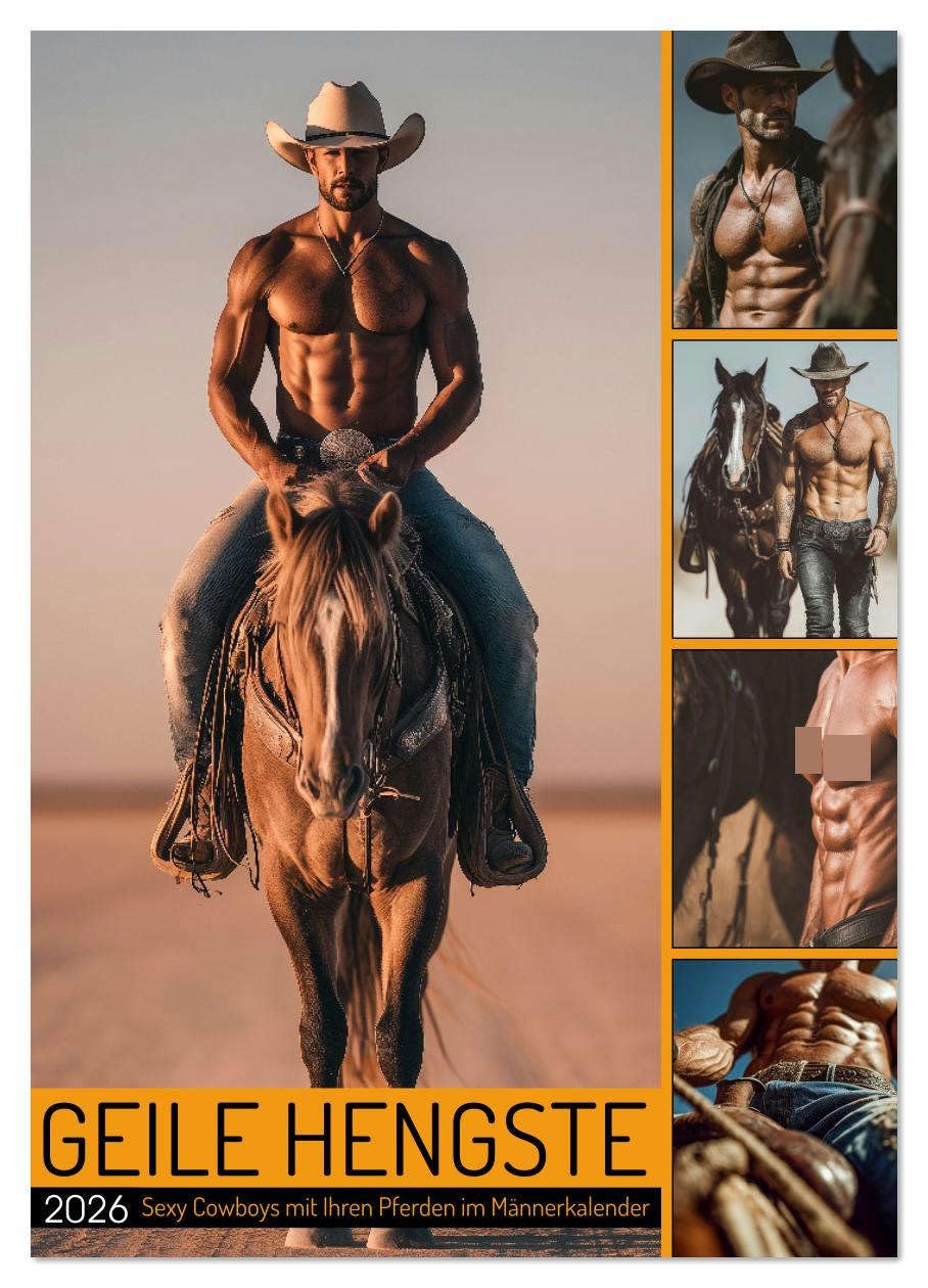 GEILE HENGSTE - Sexy Cowboys mit Ihren Pferden im Männerkalender (Wandkalender 2026 DIN A3 hoch), CALVENDO Monatskalender: Sexy Cowboy Kalender: ... Momenten mit Bart und Hut. (CALVENDO Erotik)
