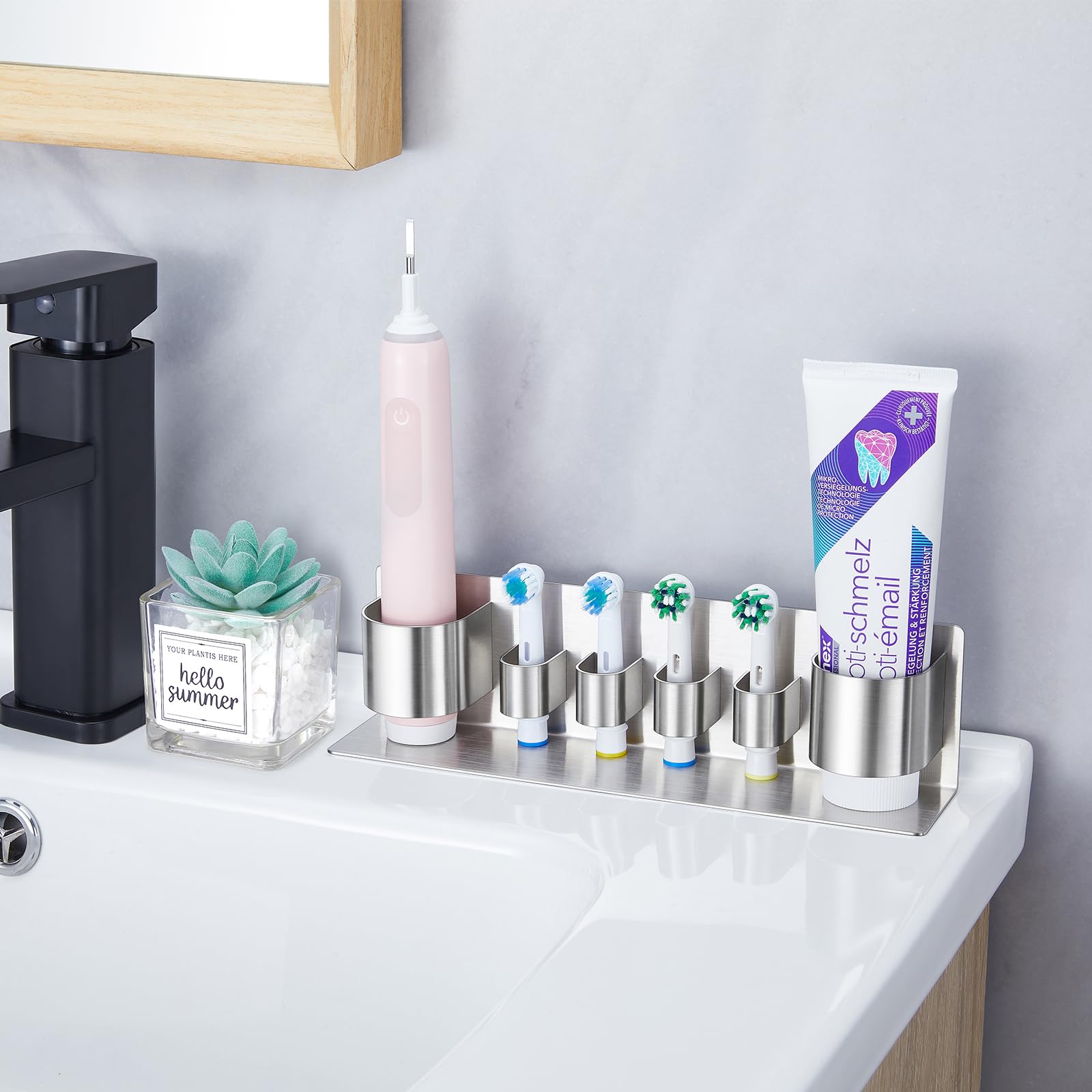 Porte Brosse à Dents Électrique LIMITADA - Support Mural 4 Trou INOX Avec Adhésif Pour Salle De Bain