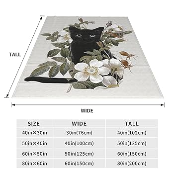 Amazon｜毛布 花 黒猫 ネコ柄 猫柄 ブランケット シングル