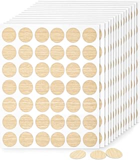 Maitys 720 Pcs Wood Grain Self-Adhesive Screw Hole Sticker Bulk | 9/16 Inch Dustproof Peel Stick PVC Furniture Repair Cover Cap for Woodworking Home Renovation