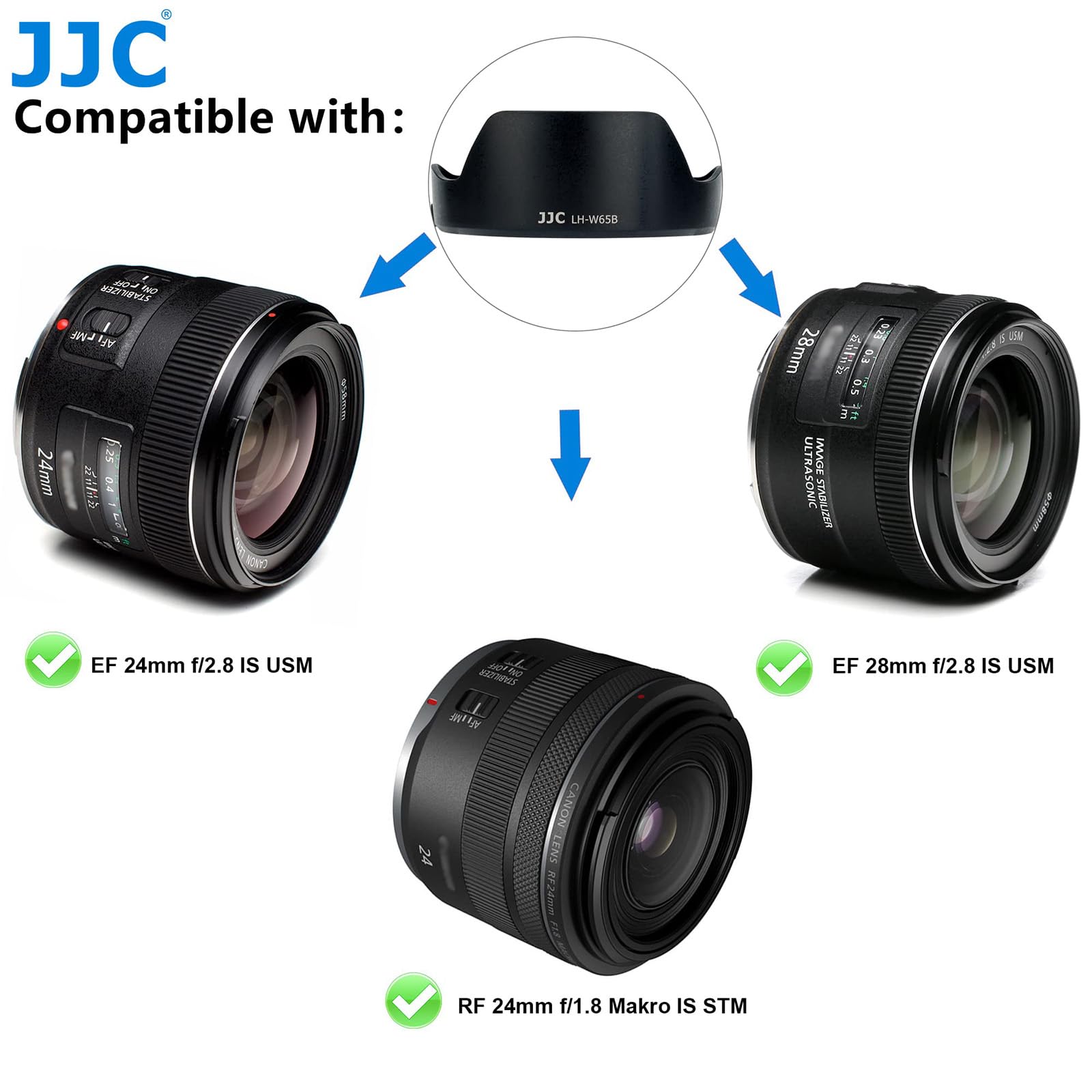 JJC Pare-Soleil de Rechange pour Canon EW 65B pour Objectif Canon RF 24 mm f/1.8 Macro is STM, Objectif Canon EF 24 mm f/2.8 is USM et Objectif Canon EF 28 mm f/2.8 is USM.