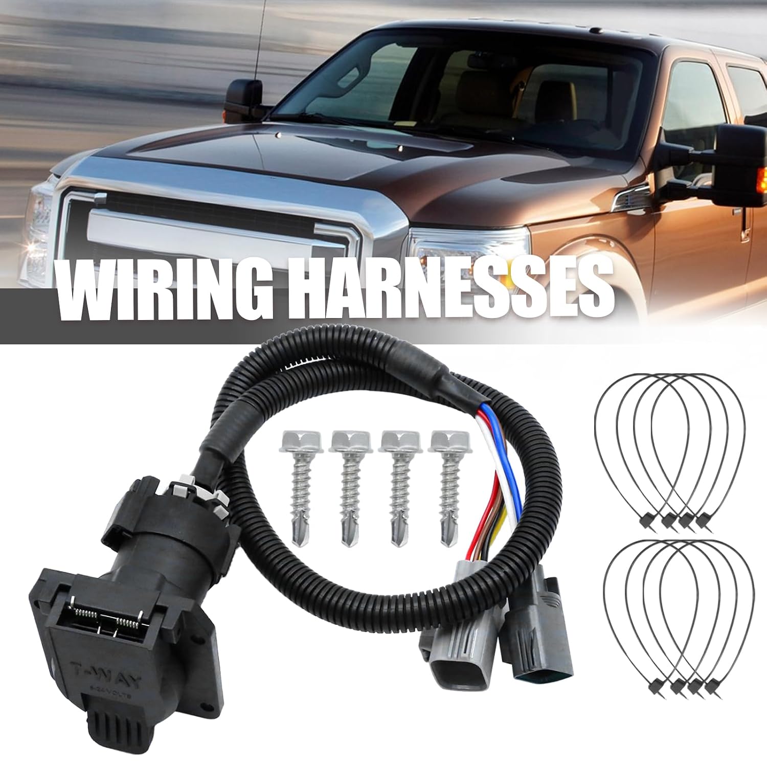 56443 Vehicle-Side Custom RV Blade 7-Pin Trailer Harness, 7-Pin Trailer Wiring Harness, Replacement for F Series 250 F Series 350 F Series 450 F Series 550 and F Series 650 Super Duty