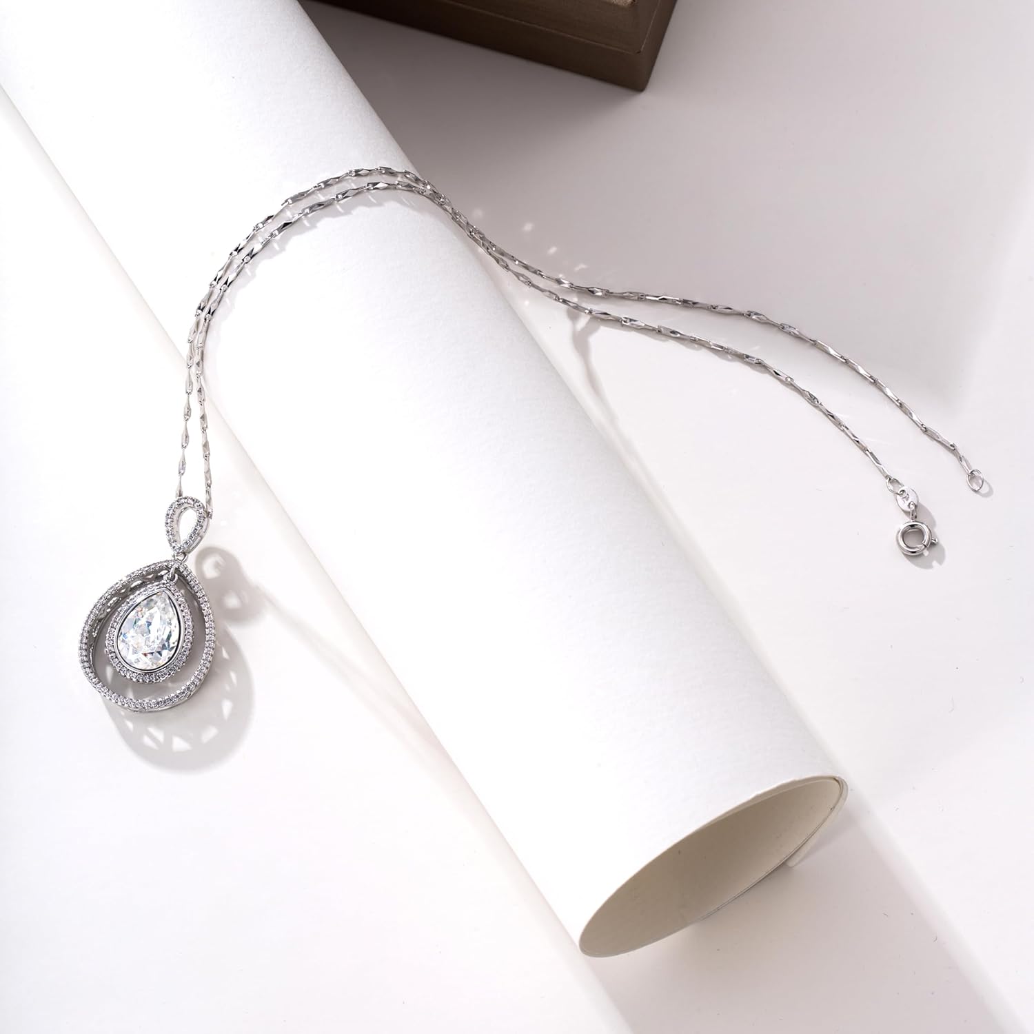 XUPING Crystal Necklace for Women Teardrop Crystal Pendant Necklace Fine Jewelry Silver Dainty Pendant Necklace Cubic Zirconia Necklace Anniversary Birthday Valentine's Day Gift - Image 6