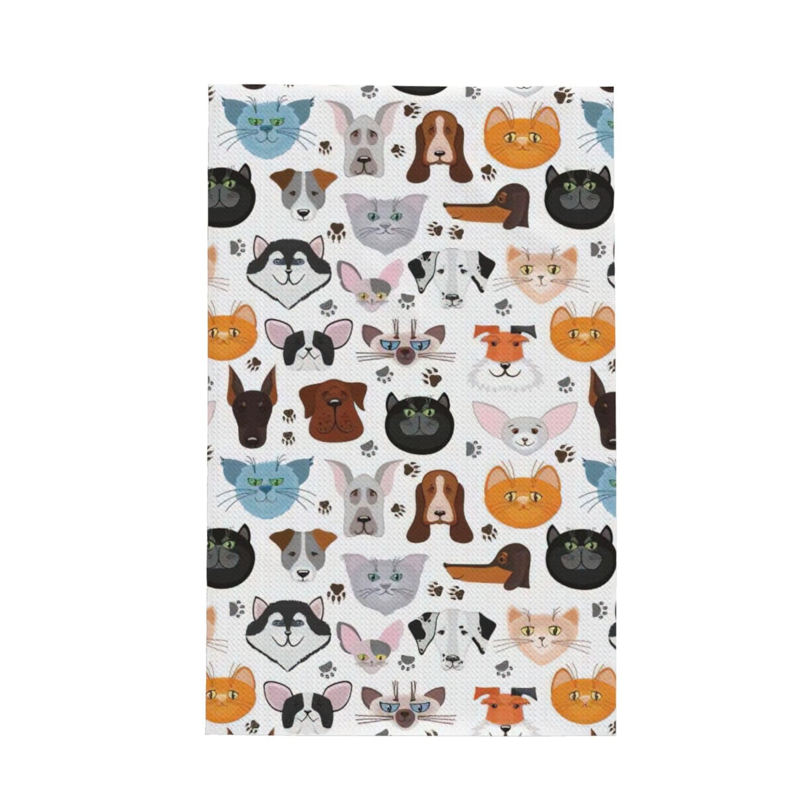 CKGODGF Cat And Dog Faces Bulldog Beagle Labrador Print Absorbent Waffle Dishcloths,Kitchen Towels With Hanging Loops,Tea Towels.