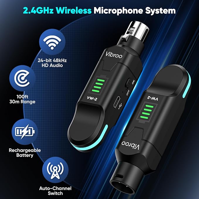 Sistema de Micrófono Inalámbrico XLR 2.4GHz con Alcance 100 ft miniatura 4