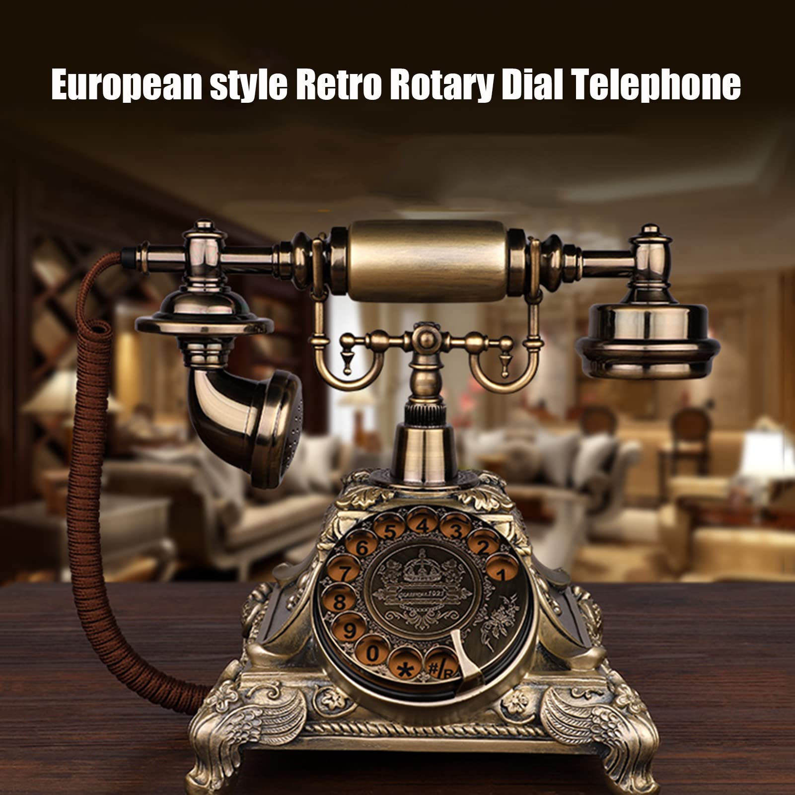 Telefono, Telefono retrò a Disco, Telefono retrò Classico, Telefono Fisso in Stile Vintage, Telefono Fisso per casa e Ufficio, Telefono da scrivania con quadrante Rotante Vecchio s