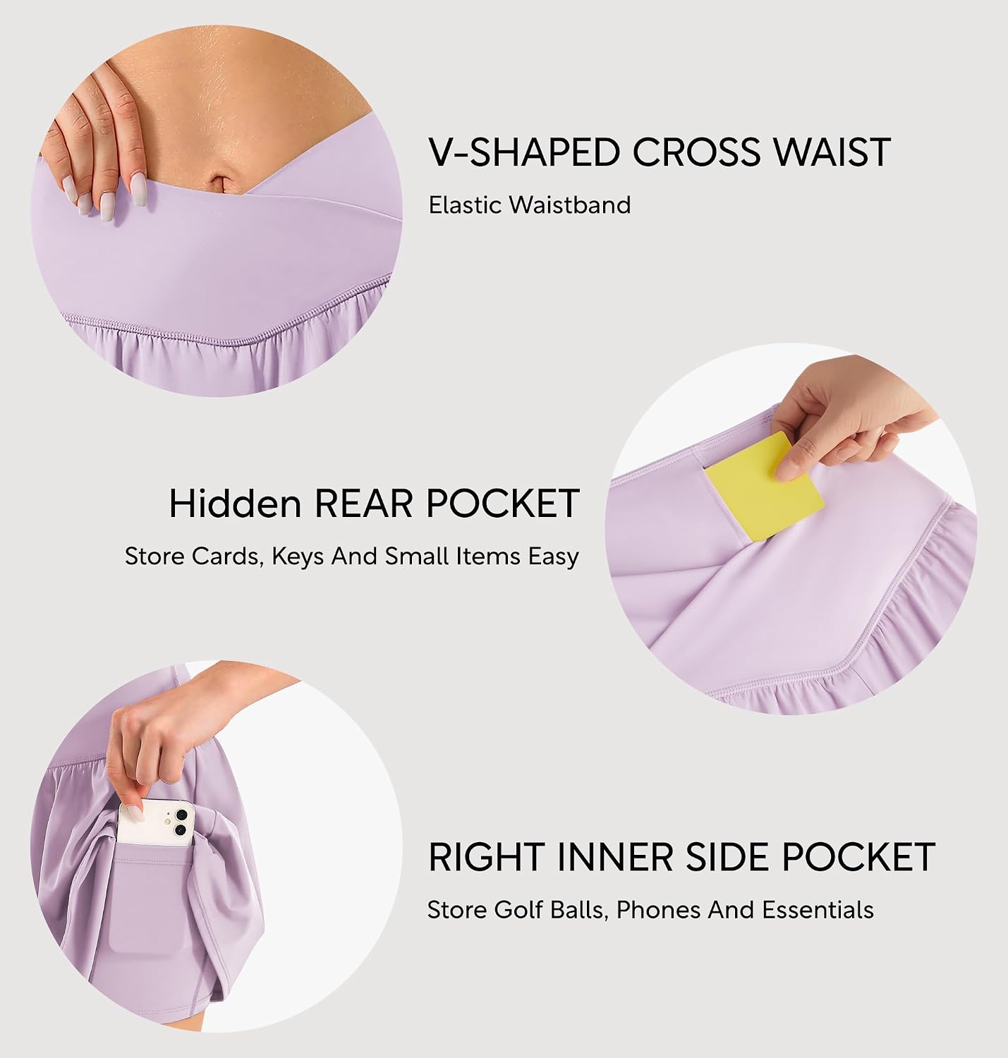 Maxbee Womens Tennis Skorts with Pockets Crossover High Waisted Athletic Shorts Golf Skorts Flowy Running Workout Shorts