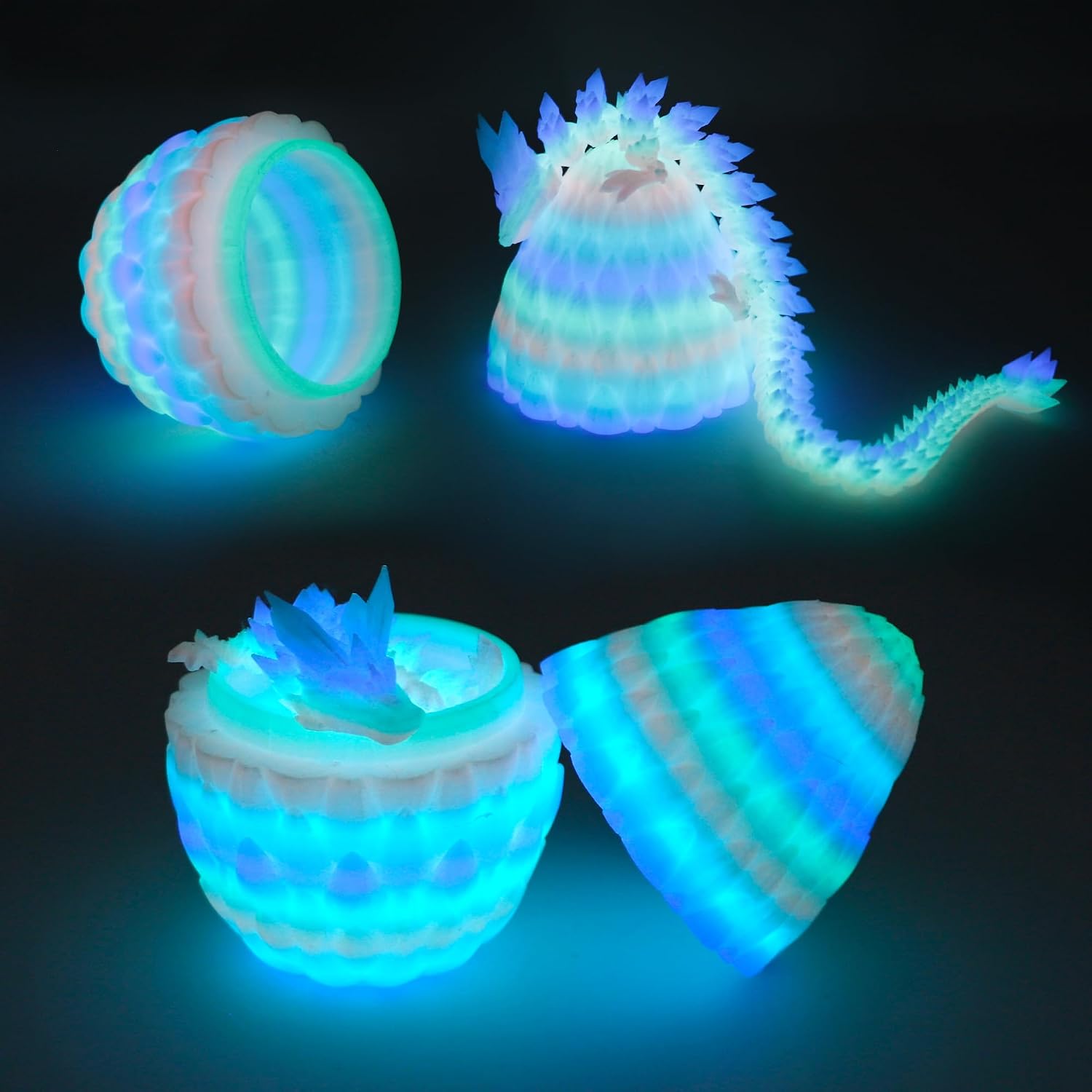 3D Printed Dragon Egg - Glow in the Dark, Large 12" Flexible Dragon Inside image 3