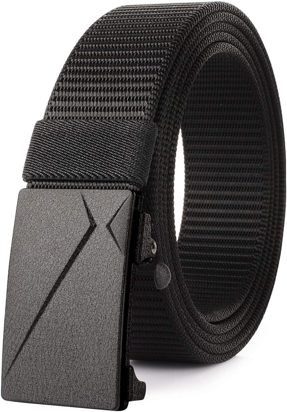 Big and Tall Size 47'' to 75'' Mens Black Belt Automatic Ratchet Buckle Slide Belts