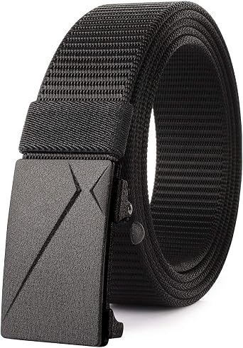 Big and Tall Size 47 to 75 Mens Black Belt Automatic Ratchet Buckle Slide Belts