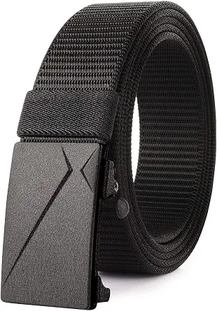Big and Tall Size 47'' to 75'' Mens Black Belt Automatic Ratchet Buckle Slide Belts