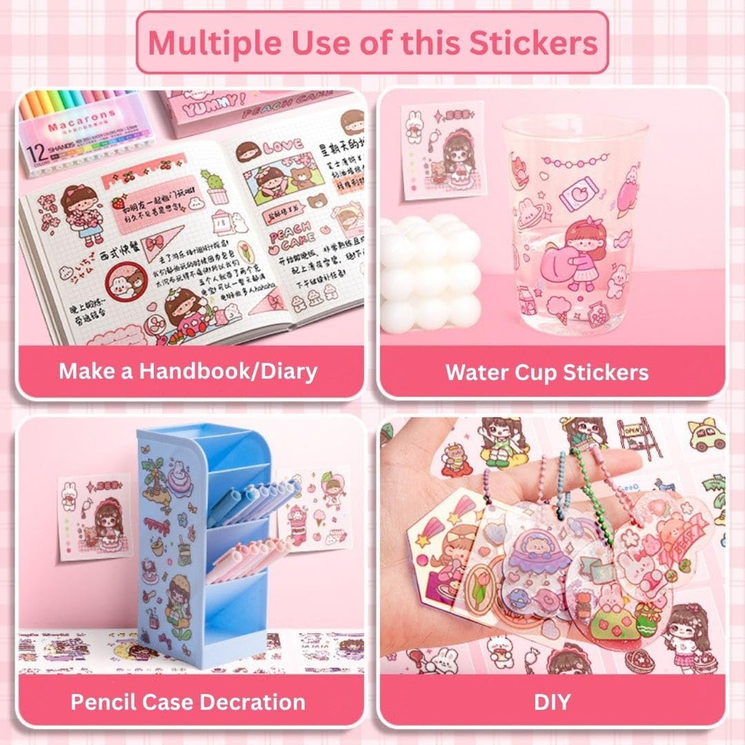Kawaii Stickers - 100 Sheets Cute Washi for Crafts -6 Kawaii Stickers - 100 Sheets Cute Washi for Crafts -6