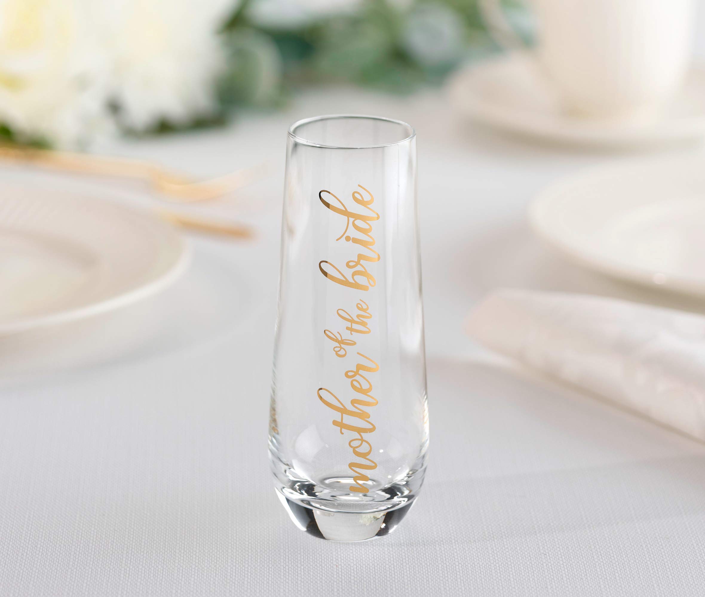 Lillian Rose Mother of Bride Stemless Champagne Glass and Wedding Toasting Glass (G116 MB)