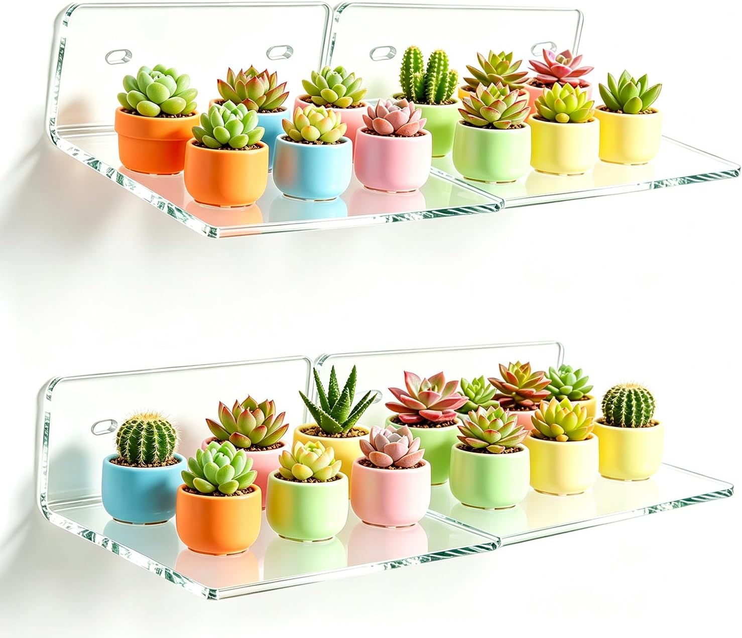 Acrylic Small Wall Shelves 4 Pack,6 Inch Acrylic Wall Shelves | Display Ledges for Collectibles, Figures, Bathroom, or Office,Wall-Mounted Shelves for Organizing & Decor,Clear