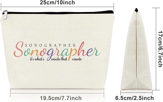 Sazuwu Sonographer Gifts For Women Makeup Bag Gift for Ultrasound Technician Sonography Diagnostic Maternity Doctor Nurse Sonography Radiology Medical Student Graduation Gift Cosmetic Bag