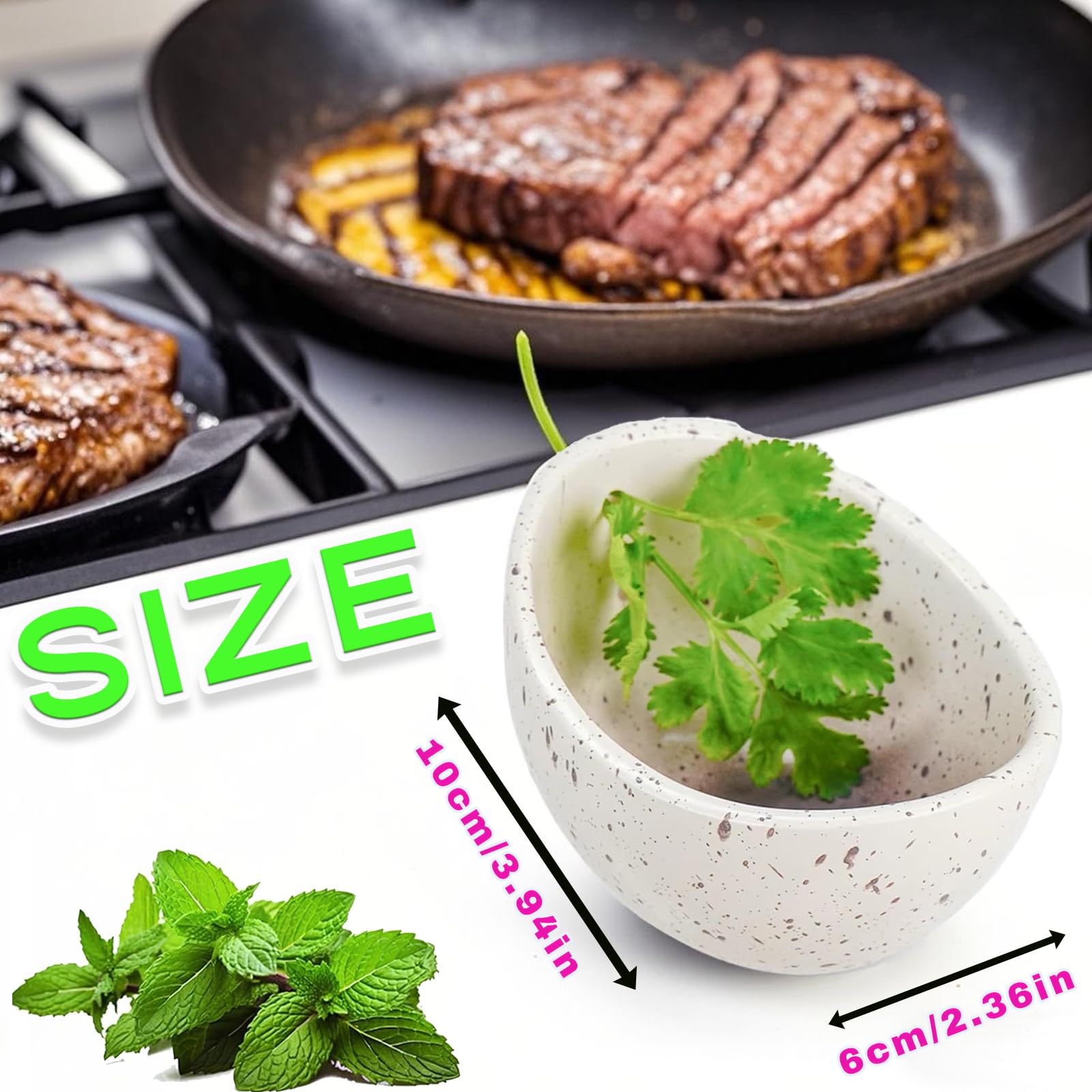 NYXTOB Pottery Herb Stripper Bowl, Ceramic Herb Stripper, handmade, different sizes of round holes, kitchenware for root removal (WHITE, 1)