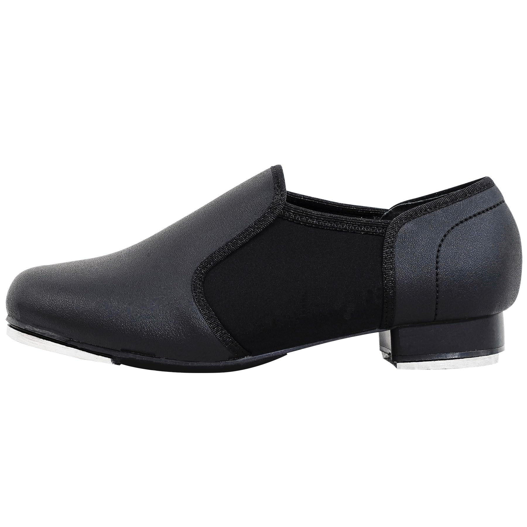 Schwarze Steppschuhe aus PU-Leder mit Rutschfester Spitze für stepptanzschuhe für Damen Herren