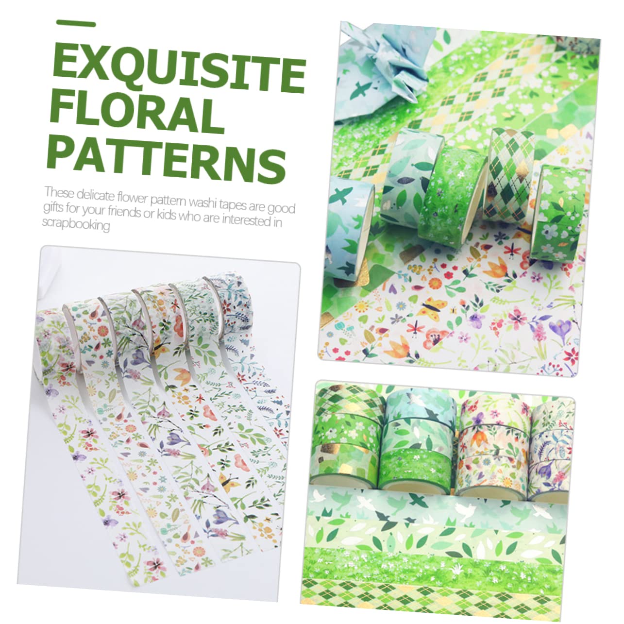 STOBOK 48rollen Washi Tape Mit Blumenmuster Dekoratives Klebeband Für Scrapbooking Journaling Und -projekte Mit Fröhlichen Designs Und Silberprägung