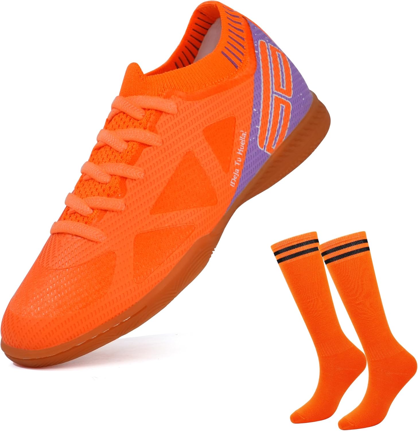 brooman Kids Futsal Indoor Soccer Shoes Boys Girls Soccer Sneakers with Soccer Socks