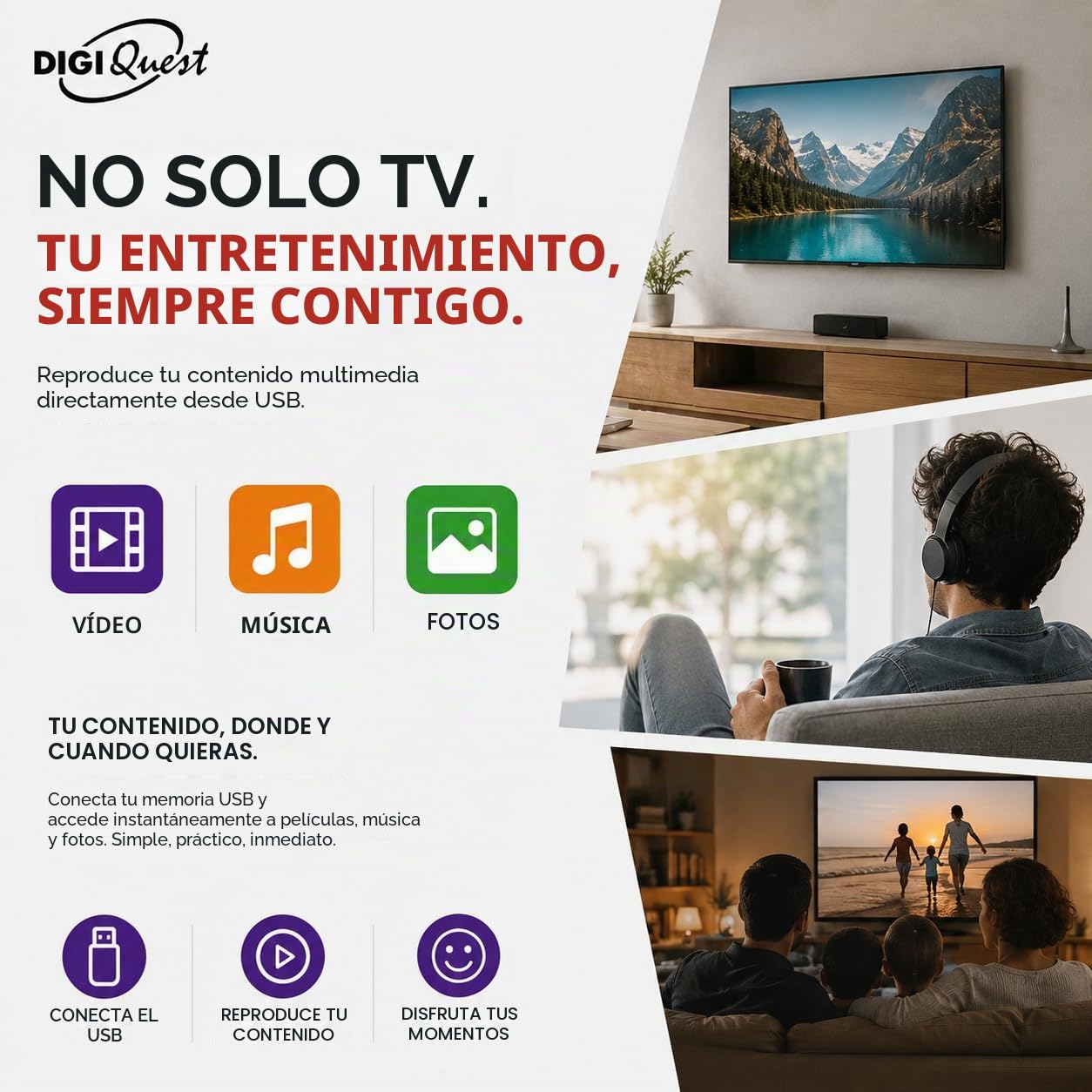 DIGIQUEST Easy Scart HD Terrestre Alta Definición TV Set-Top Boxes - Reproductor/sintonizador (Terrestre, 1920 x 1080 Pixeles, 1080p, AVI,MKV,MP4, MP3, BMP,JPG), Negro