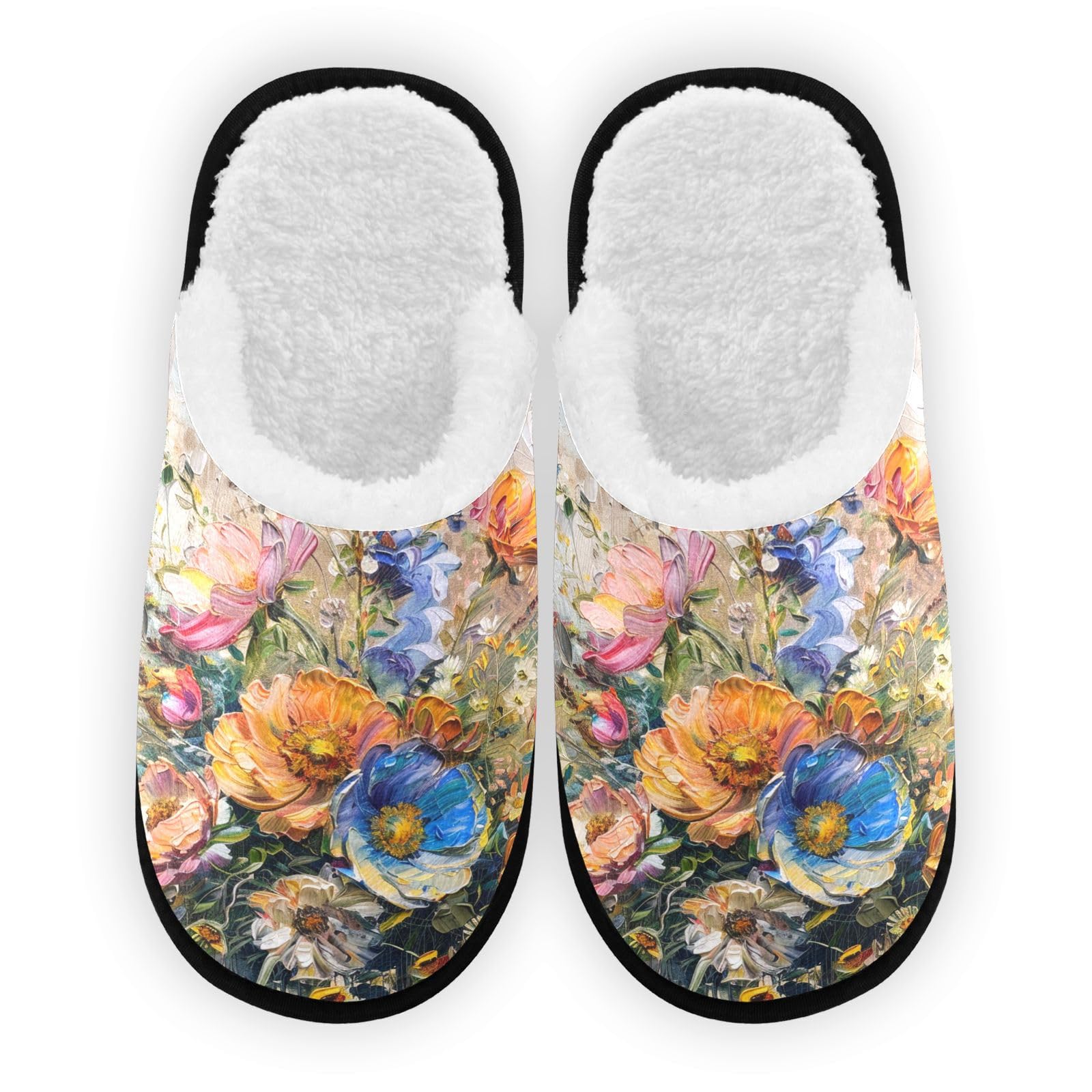 SPRIPORT Flower Butterfly Soft Fabric Spa Slippers for Women Men Washable Reusable Guest House Slippers with Non Slip Soles Travel Slippers for Hotel Travel Indoor Party Bedroom M