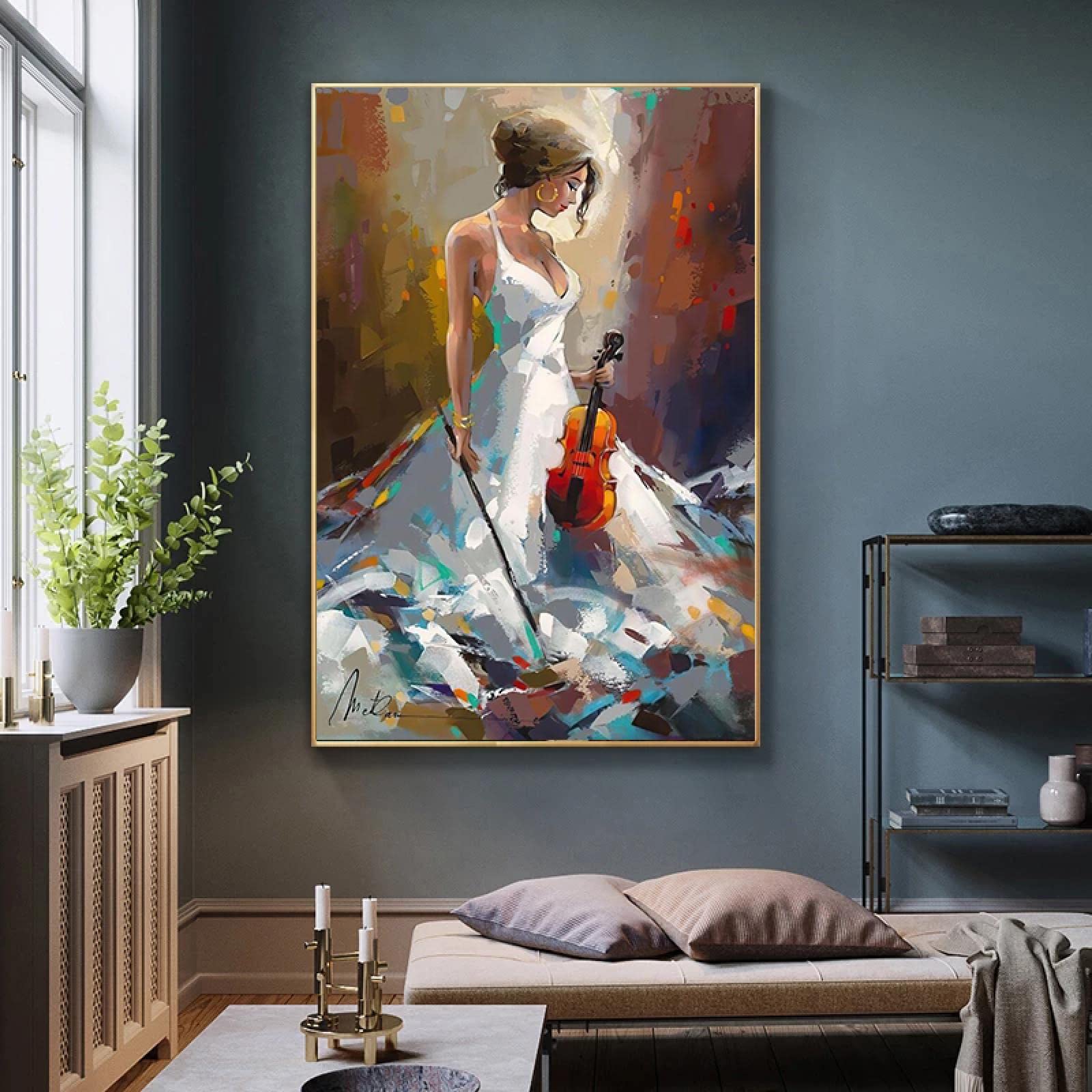 Amazon.co.jp: キャンバスプリントでバイオリンの絵画を演奏する