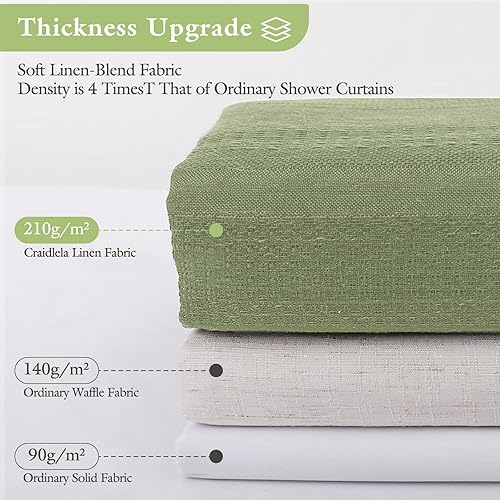 Miniatura 3 de Juego de Cortina de Ducha Boho Granja con Borla, Juego de Cortina de Ducha de Lino Bohemio Francés Country Chic para Baño, Cortina de Ducha Moderna