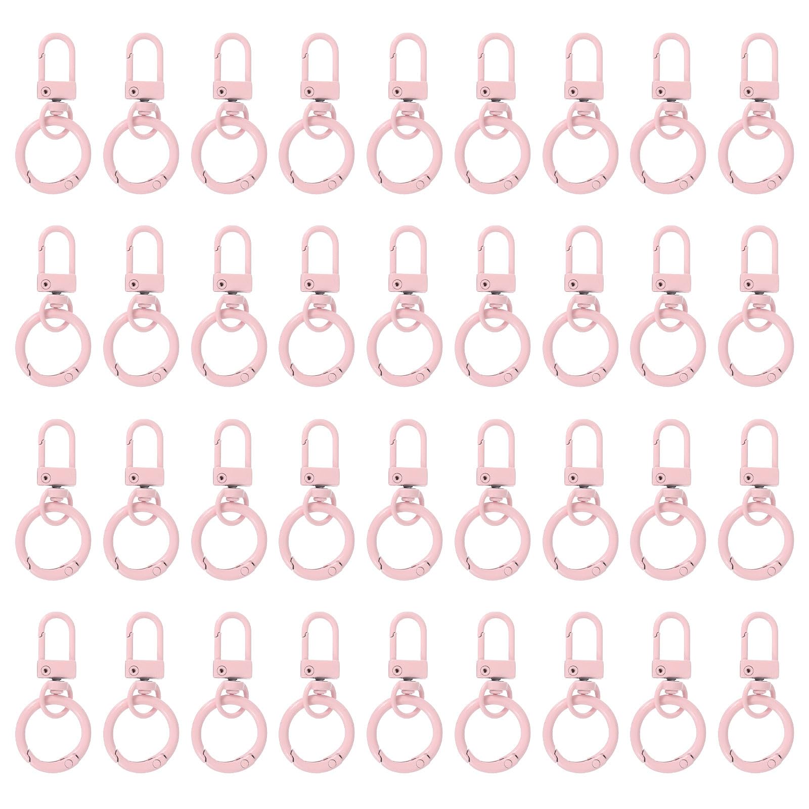 PATIKIL 36 Pcs Lobster Claw Clasp, Colorful Metal Keychain Clasp Swivel Hooks with Spring Key Rings Trigger Clips for Bag Door Key Chains DIY Craft Jewelry Making, Light Pink