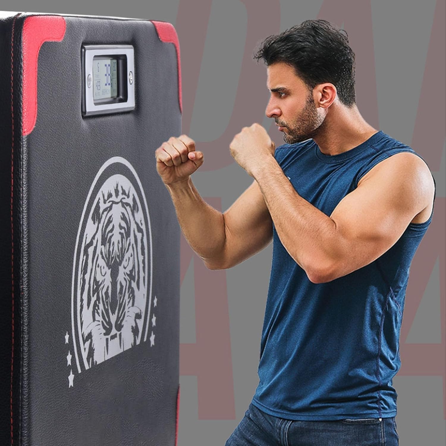 Boxing-Tester, Schlagkraftsensor, Digiteller Kraft- und Geschwindigkeitstracker, Wandmontiert mit Einstellbarer Höhe, Hochwertiges PU, für Erwachsene Kinder Boxen Karate Taekwondo Fitness