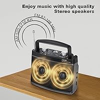 Vista 4 de Radio AM FM portátil con la mejor recepción, radio transistor con enchufe Bluetooth en pared o funciona con batería, conector para auriculares