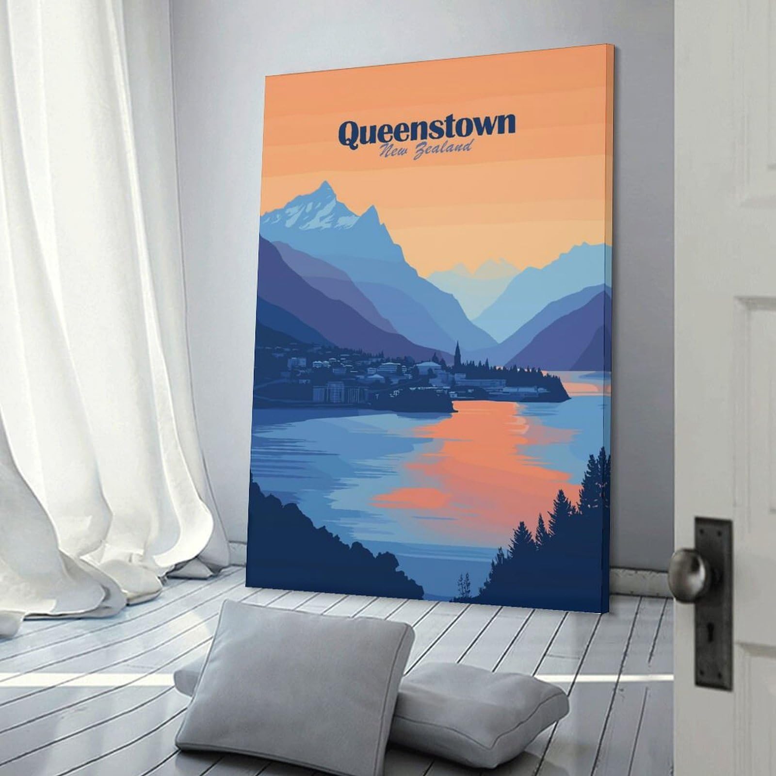 Junmoney Decorative Canvas Print Queenstown, New Zealand(2), 24x36inch(60x90cm), for Study, Office Or Apartment Decor, Gift Idea for Housewarming And Birthdays