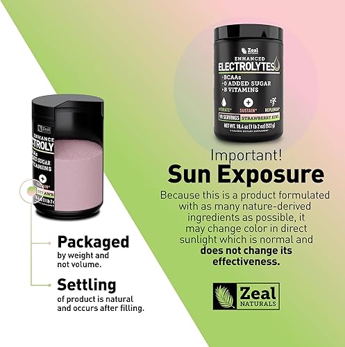 Miniatura 7 de Zeal Electrolyte Powder - 90 porciones Polvo de electrolitos Keto Cero azúcar, BCAA, vitaminas B Potasio, zinc, magnesio Bebida de recuperación