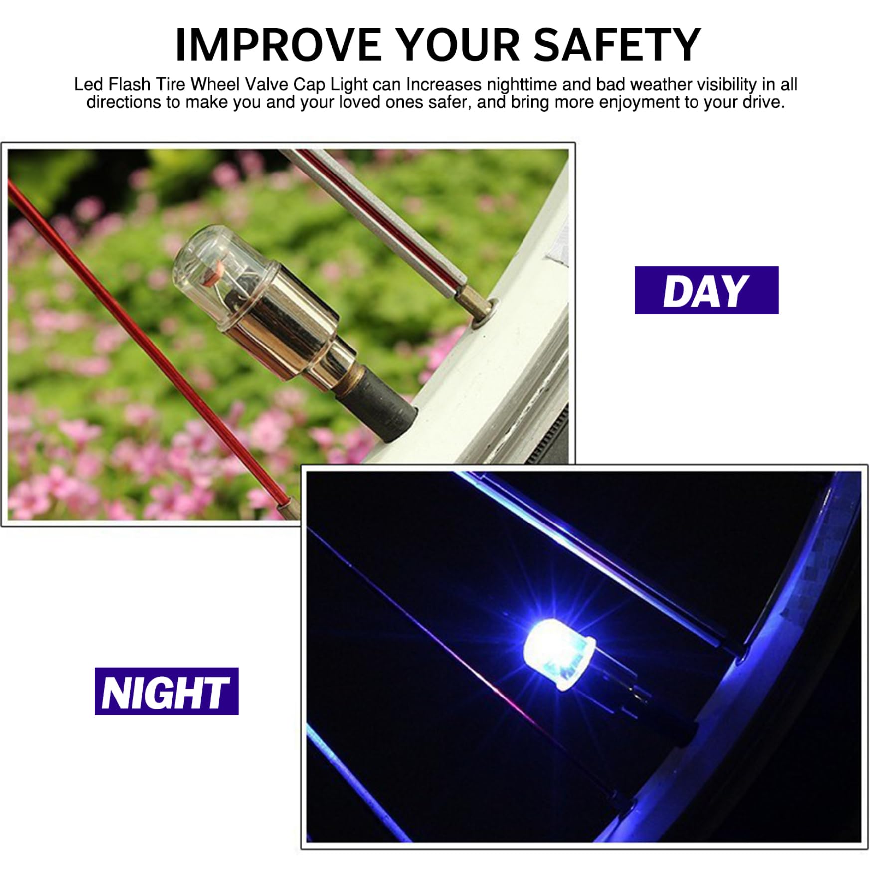 Luci per Ruote per Bici da 8 Pezzi, luci per Pneumatici per Bici Impermeabili di Sicurezza, Raggio per Bicicletta Flash ad Alta Trasmissione Luminosa per Auto da per Uomo e Donna