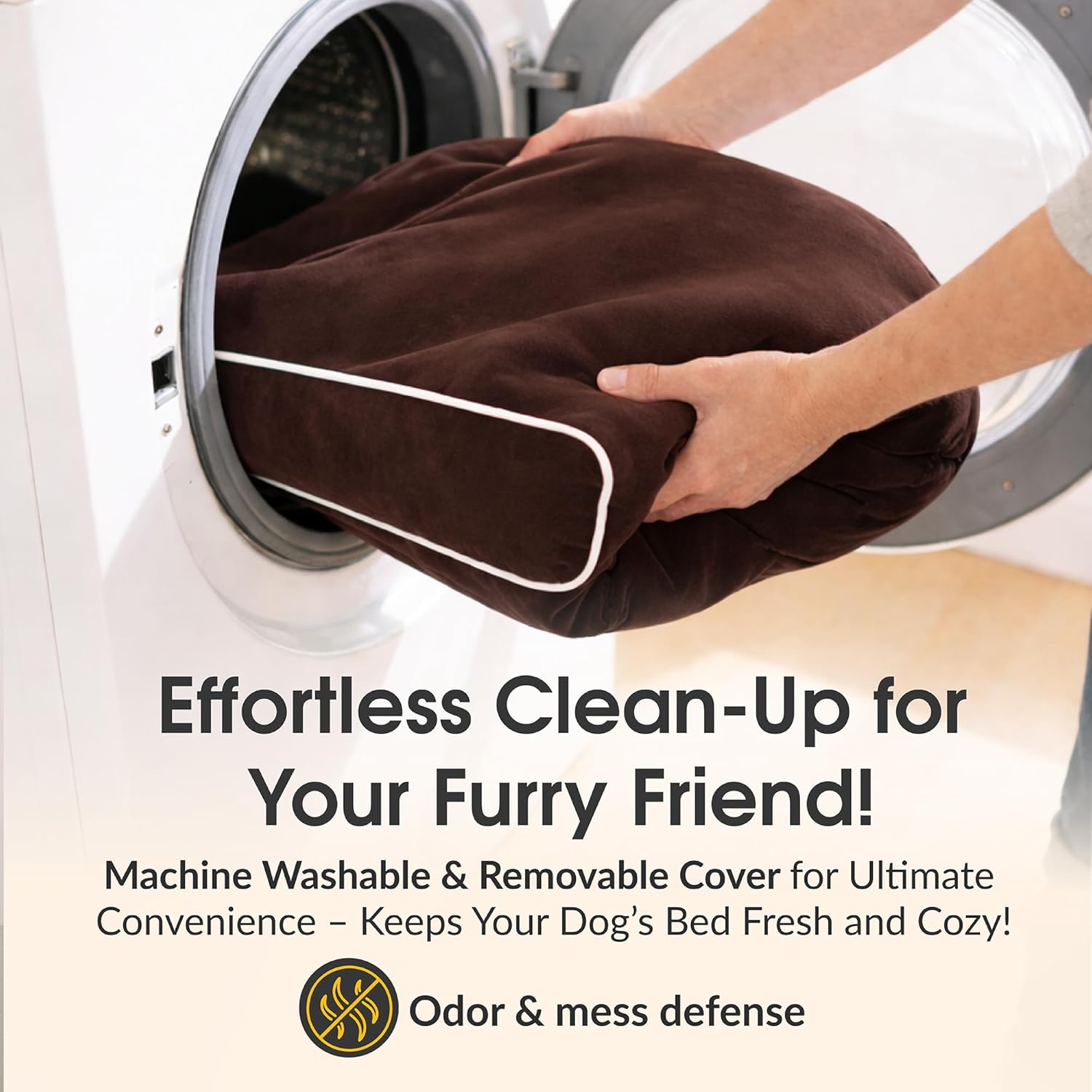 5.5 Inch Thick High Grade Orthopedic Memory Foam Dog Bed With Pillow and Easy to Wash Removable Cover with Anti-Slip Bottom. Free Waterproof Liner Included - for Large Breed Dogs