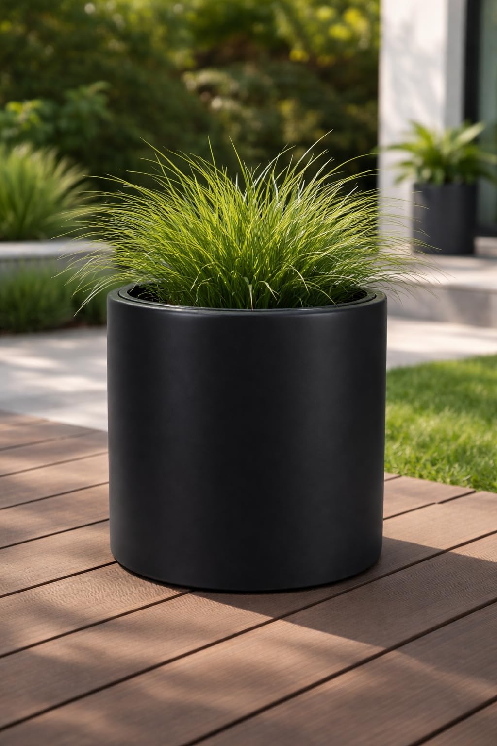 Set Vasi da Fiori con Inserto Antracite - Design Minimalista & Plastica Riciclata - Vasi per Casa & Giardino - 3 Misure: 24/37/38 cm