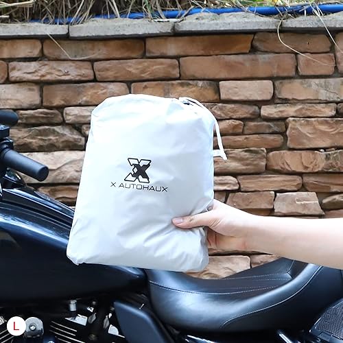 Vista 62 de X AUTOHAUX Funda para motocicleta, ligera, media cubierta, impermeable, para exteriores, lluvia, polvo, color plateado, tamaño XL, para la mayoría