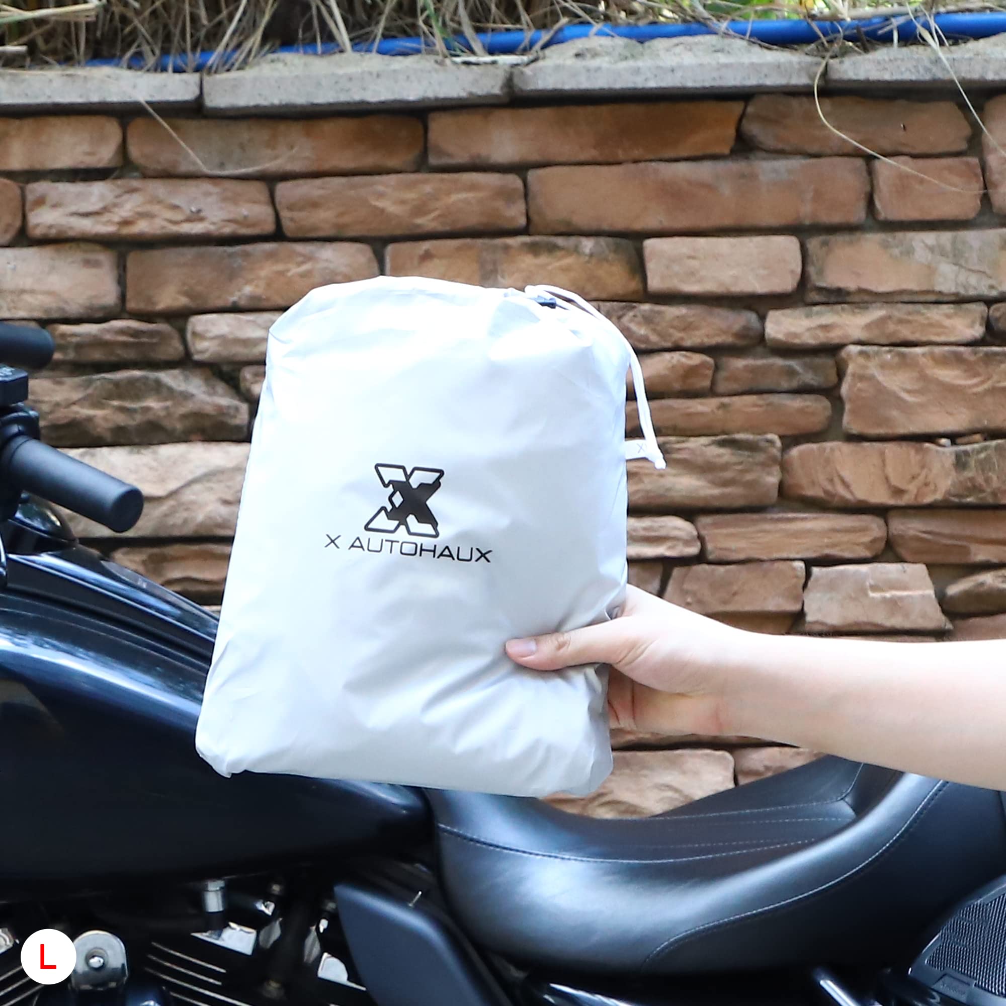 X AUTOHAUX Telo protettivo leggero per moto, misura L, colore argento