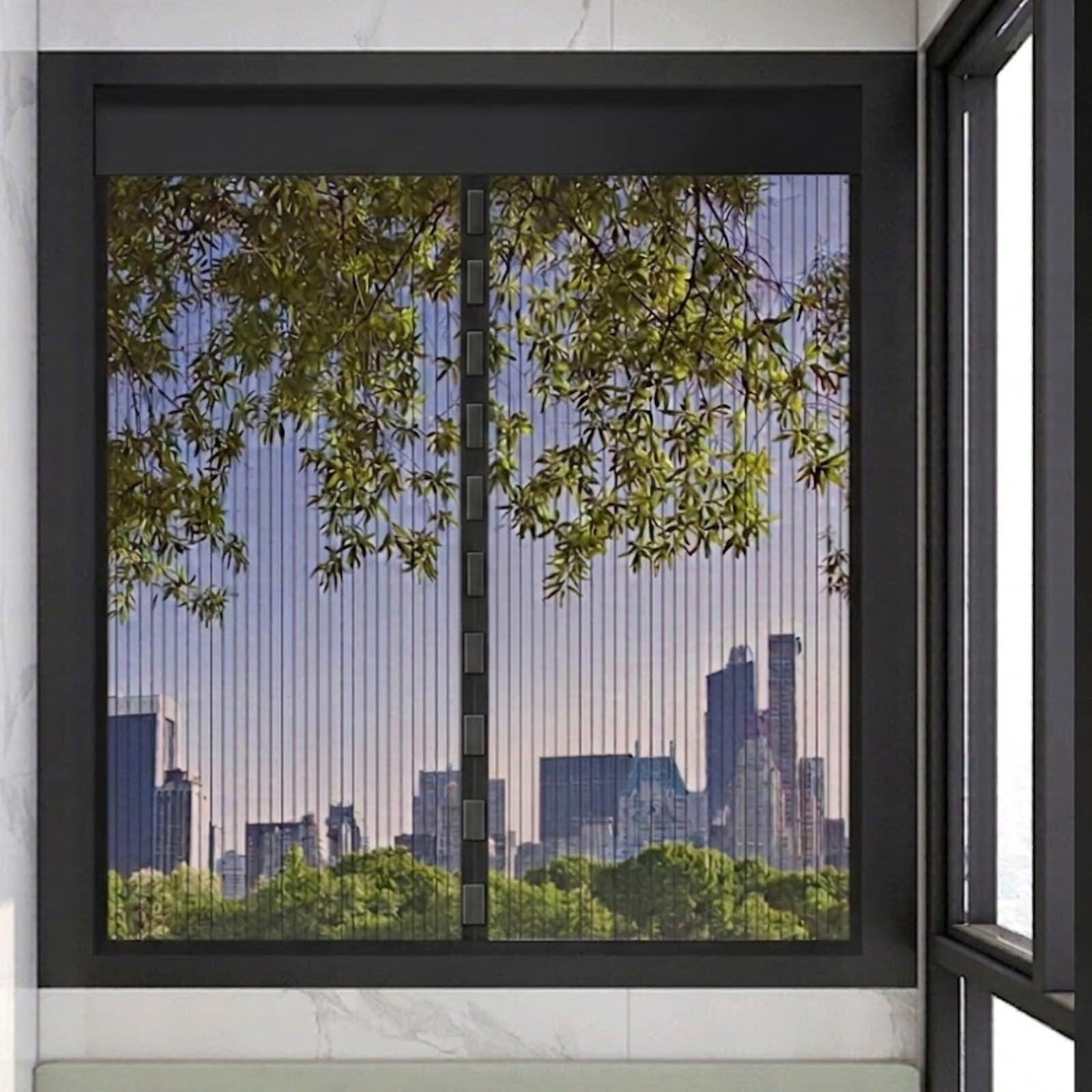 KING KONG MESH Magnetic Window Screen, Cat Scratch Resistant Easy Install No Drill Mesh Curtain for Bedroom Kitchen Caravan Temporary Seasonal Use, Washable Reusable(Black,110x110cm)