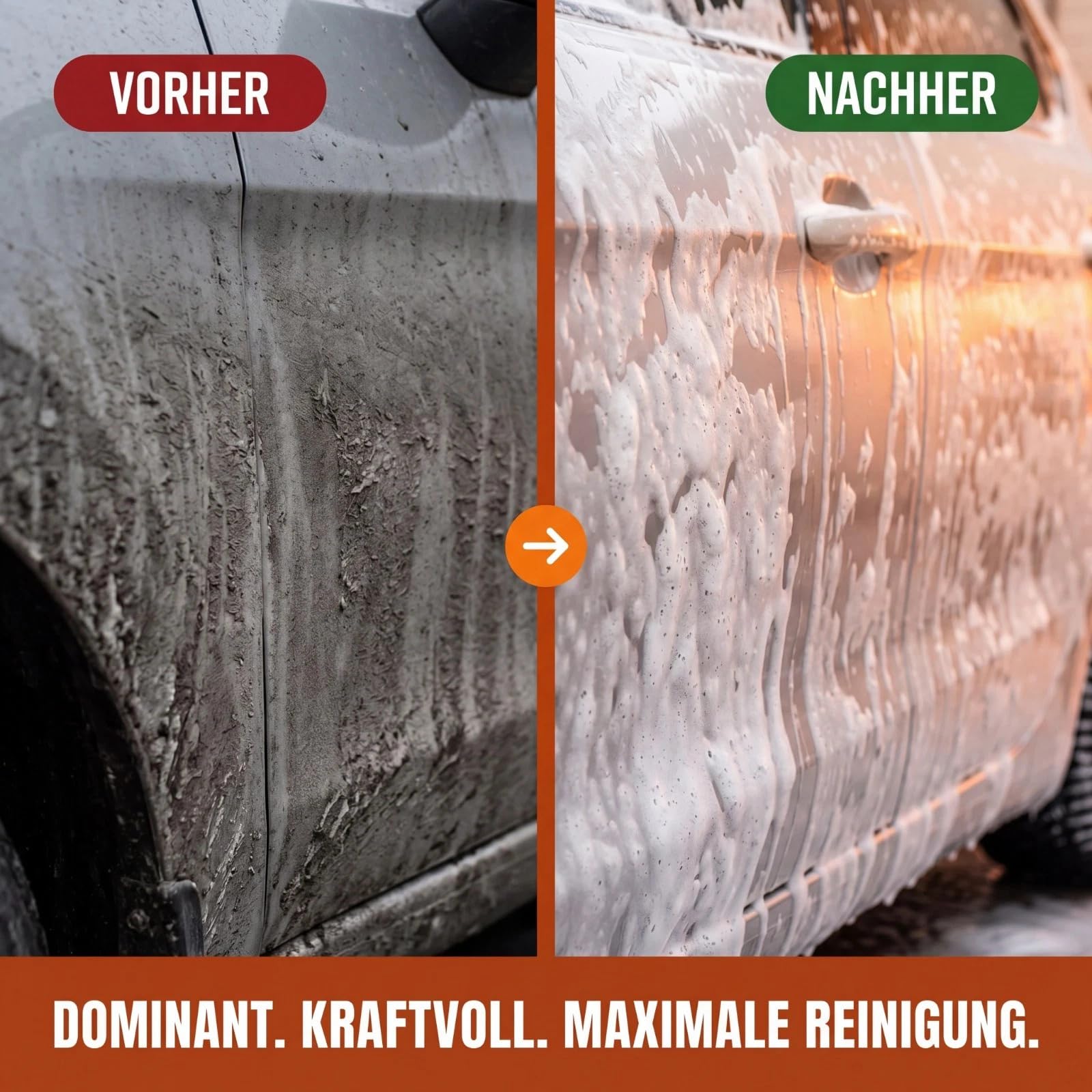 WasherCar Active Foam Dominant 5KG–pH 13,0 Powerschaum Konzentrat | Schaumlanze & Hochdruckreiniger | Alkalischer Vorreiniger | Entfernt Schmutz, Salz & Insekten | Berührungslose Vorwäsche | 1:18=95L