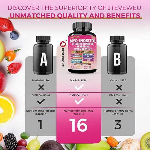 Miniatura 3 de Suplemento Myo Inositol - Suplemento todo en uno para mujer - con mio-inositol, D-Chiro inositol y más de 13 ingredientes extra fuertes - (90