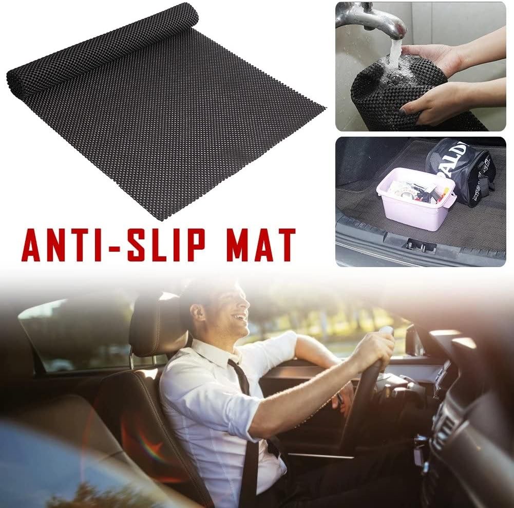 Trunk Mat for Cars Anti Slip Mat Cargo Liner Protector Durable Elastic Offers Protection Easily Cuttable to Different Sizes Universal Fit Multiple Use Car Roof Protector, Rug Non Slip Mat Pad (Black)