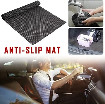 Trunk Mat for Cars Anti Slip Mat Cargo Liner Protector Durable Elastic Offers Protection Easily Cuttable to Different Sizes Universal Fit Multiple Use Car Roof Protector, Rug Non Slip Mat Pad (Black)