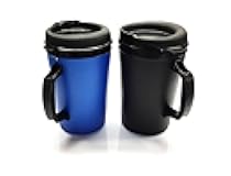 GAMA Electronics Thermoserv 34oz Travel Mug Classic Gas Station Mug (Black/Blue 2 Pack)