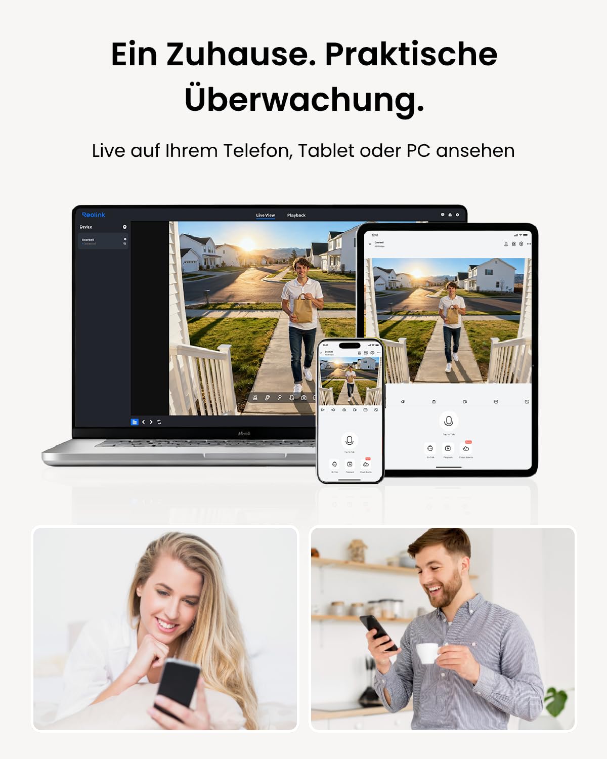 Reolink 5MP Video-Türklingel PoE mit Chime, UHD Türklingel Kabelgebundene mit Kamera, 180° Ultraweitwinkel, Zwei-Wege-Audio, Personenerkennung, Wasserdicht, Alarme, Kompatibel NVR, Video Doorbell PoE